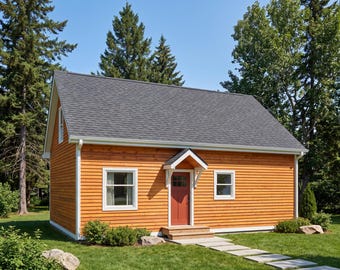 Cape Cod House Plans: 24x36 Cedar Shingle Cottage with Loft, 1 Bedroom, PDF