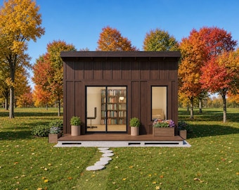 DIY 12x16 Office Shed Plans: Modern Backyard Studio with Deck, Lean To Roof, PDF