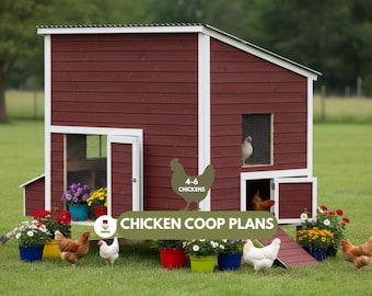 Small Modern Chicken Coop Plans, 4-6 Hens, Raised Backyard Hen House, Wooden DIY PDF