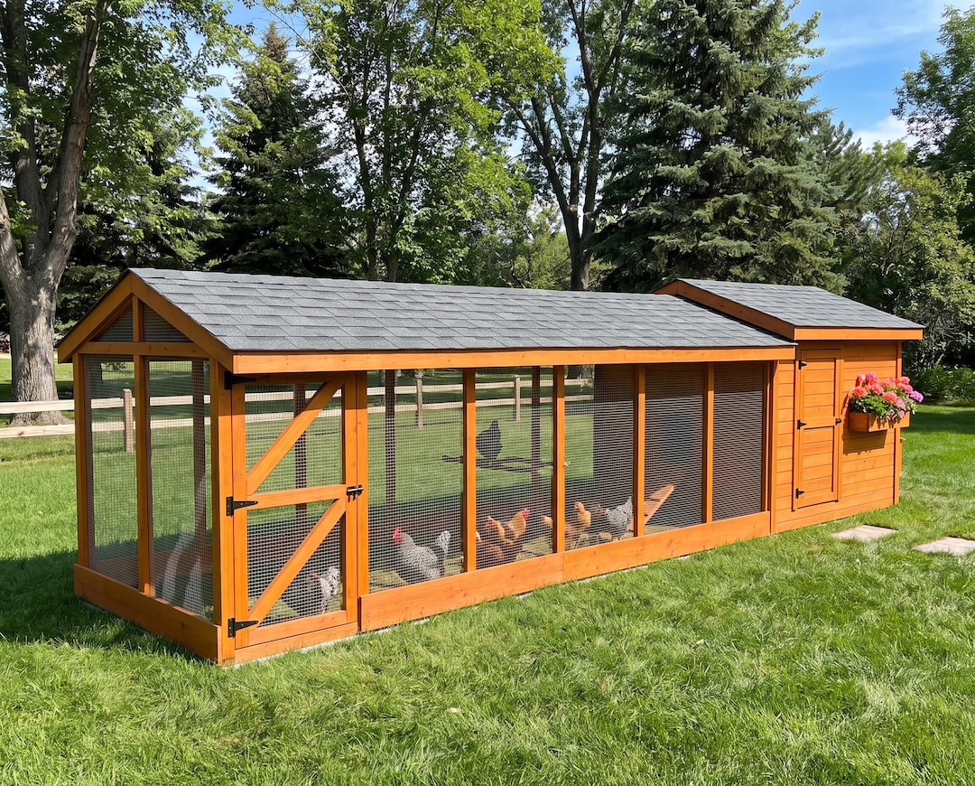 Chicken Coop Plans With Run: 8x32 Walk in Hen House, Large Backyard DIY ...
