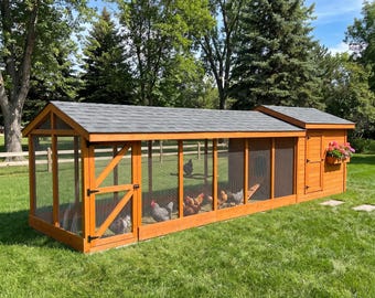 Chicken Coop Plans with Run: 8x32 Walk In Hen House, Large Backyard DIY PDF