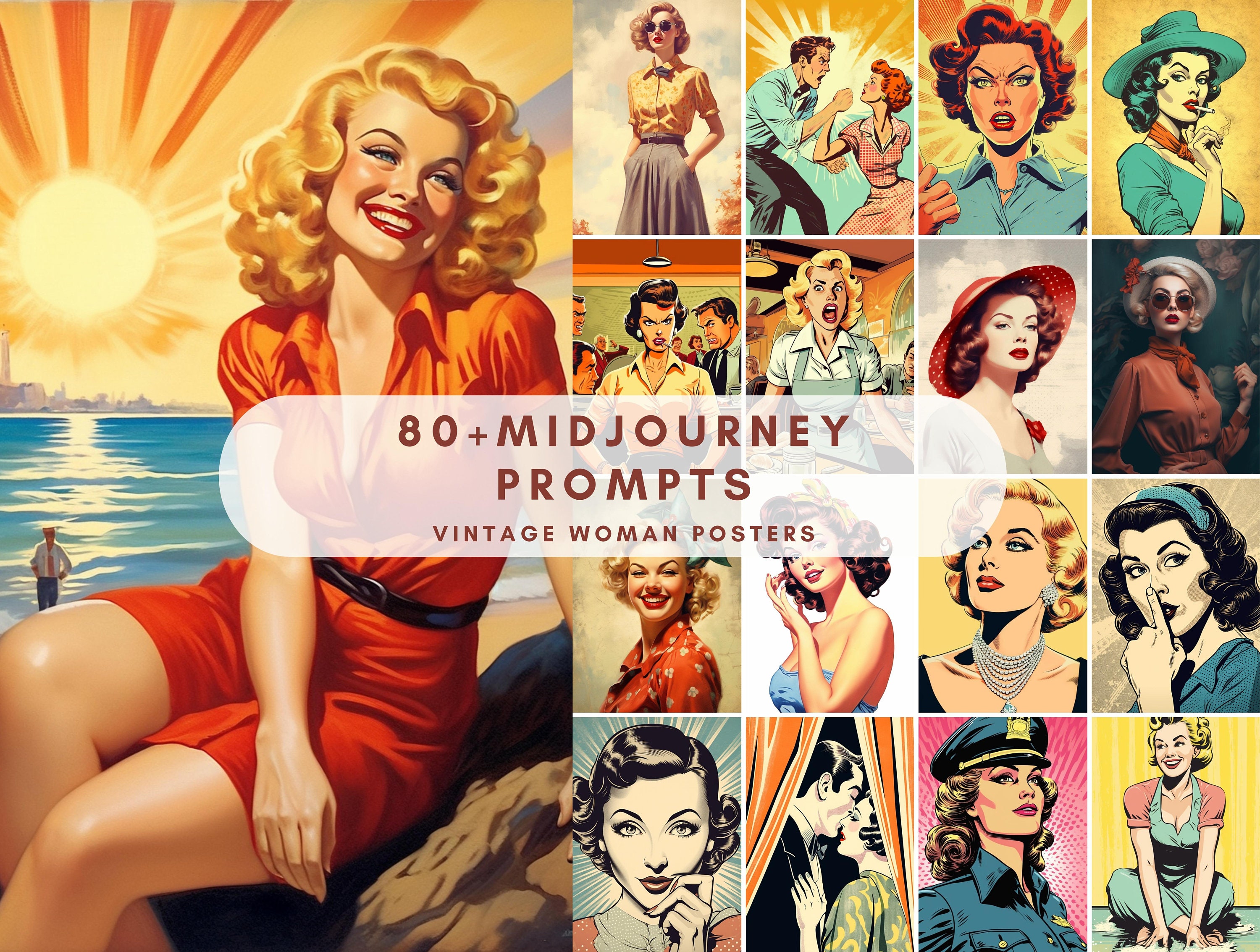 Ai Generated Vintage Posters, Midjourney Prompt for Travel Posters,  Midjourney Guide, Wall Art Vintage Posters, Ai Prompt for Vintage Art 