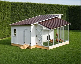 Planos de gallinero casero: Gran gallinero con acceso directo (Descarga PDF)