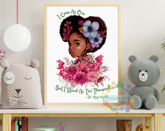Schwarze Mädchen Blumen Kunstdruck: Ethnische Wanddekoration (Digitaler Download)