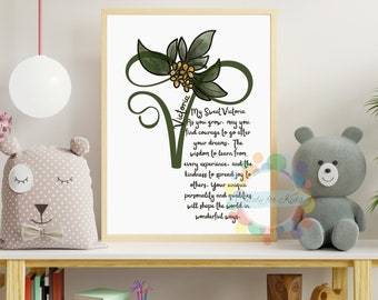 Personalisierte Initialen Kinderzimmer Kunst: Individuell gefertigtes Namensmonogramm (Digitaler Download)