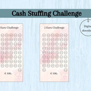 2 euro challenge, cash stuffing, money envelope, savings challenge, A6 budget binder, savings booklet, money folder, budget folder, change challenge