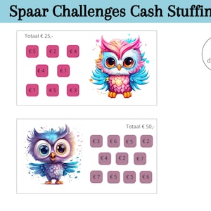 Saving challenges for cash stuffing, saving euros, saving games, change challenge, a6 budget binder, digital download, Dutch