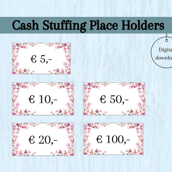 Place Holders voor cash stuffing, nepgeld, euro sparen,  a6 budget binder, digital download, nederlands, vervanging echt geld, besparen