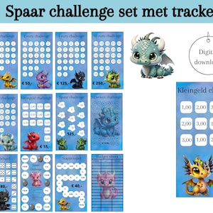 Set challenges for cash stuffing, saving euros, savings games, change challenge, a6 budget binder, digital download, Dutch