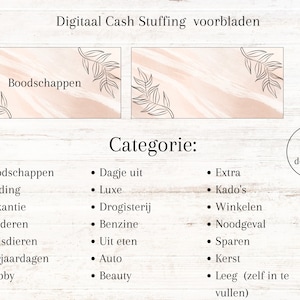 May include: Printable digital cash stuffing envelopes with a pink marble background and black floral design. The envelopes are categorized by spending needs, such as groceries, clothes, and entertainment. The text "Digital download" is included in a circle.
