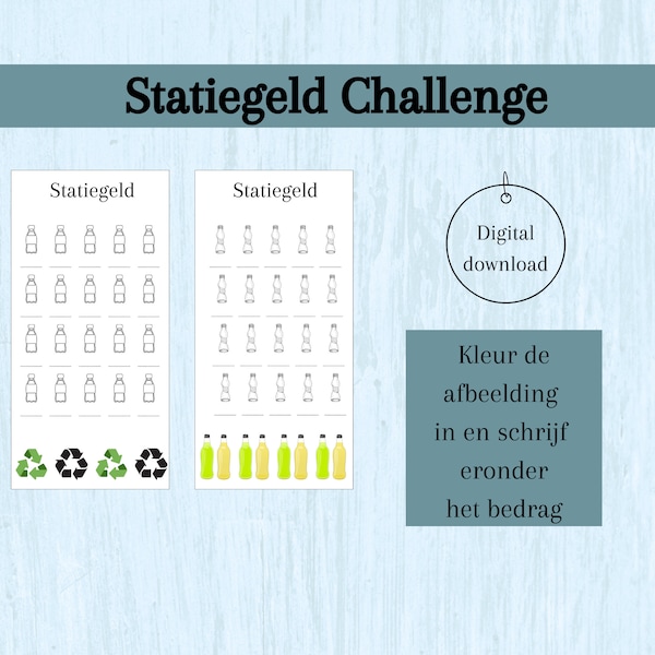 NL Statiegeld Challenge, Cash Stuffing, A6 binder, Budget Planner, Printable, Digital Download, flessen uitdaging, cash envelope