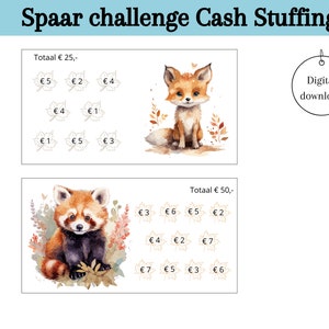 Saving challenges for cash stuffing, saving euros, saving games, change challenge, a6 budget binder, digital download, Dutch