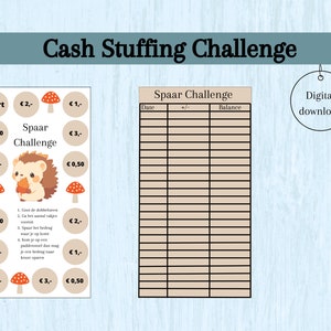 Hedgehog dice savings challenge for cash stuffing, money envelopes, savings challenge, A6 budget binder, savings book, money folder, budget folder