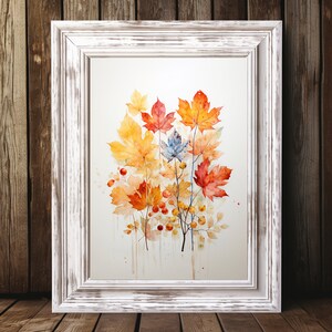 Vintage acuarela hojas Cottagecore imprimible arte de pared / licencia comercial uso descarga digital otoño otoño estética Halloween