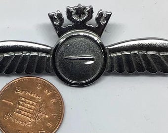 Original BRITISH AIRWAYS Matt chrome PILOT metal full brevet wings badge