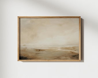 Neutral Abstract Landscape Oil Painting, Modern Earth Tone Organic Wall Art, Tan Wall Art, Dorm Decor, Earthy Home Decor, Digital Download