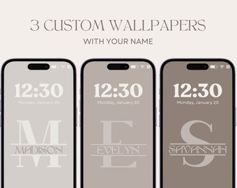 Custom Name iPhone Wallpaper, Aesthetic Phone Background, Personalized Initial Wallpaper, Minimalist Wallpaper, iPhone 14, Personalized Gift