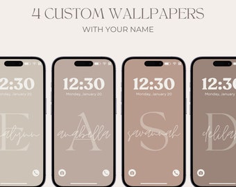 Custom Name iPhone Wallpaper, Personalized Phone Homescreen, Personalized Gift for Her, Aesthetic Wallpaper, iPhone 15, Clean Girl Aesthetic