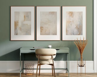 Modern Minimalist Neutral Gallery Wall Art, Set of 3 Beige Art, Earthy Home Decor, Abstract Wall Prints, Modern Art Set, Instant Download