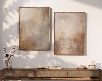 Set of 2 Abstract Terracotta Wall Art Prints, Earthy Tones Aesthetic Home Decor, Burnt Orange Posters, Minimalist Wall Art, Instant Download