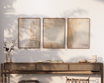 Minimalistisk neutral jordnära väggkonst, set med 3 jordnära galleriset, moderna brända orangea väggtryck, terrakotta bohokonst, omedelbar nedladdning