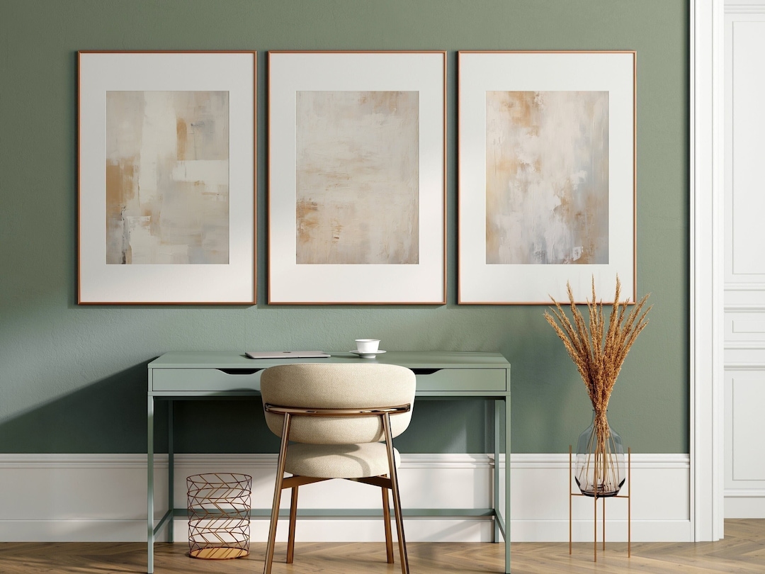 Modern Minimalist Neutral Gallery Wall Art, Set of 3 Beige Art, Earthy ...