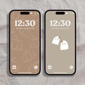 Set of 2 Fall iPhone Wallpaper, Autumn Phone Wallpaper, Aesthetic iPhone Wallpaper, Neutral iPhone Home Screen Background, Instant Download