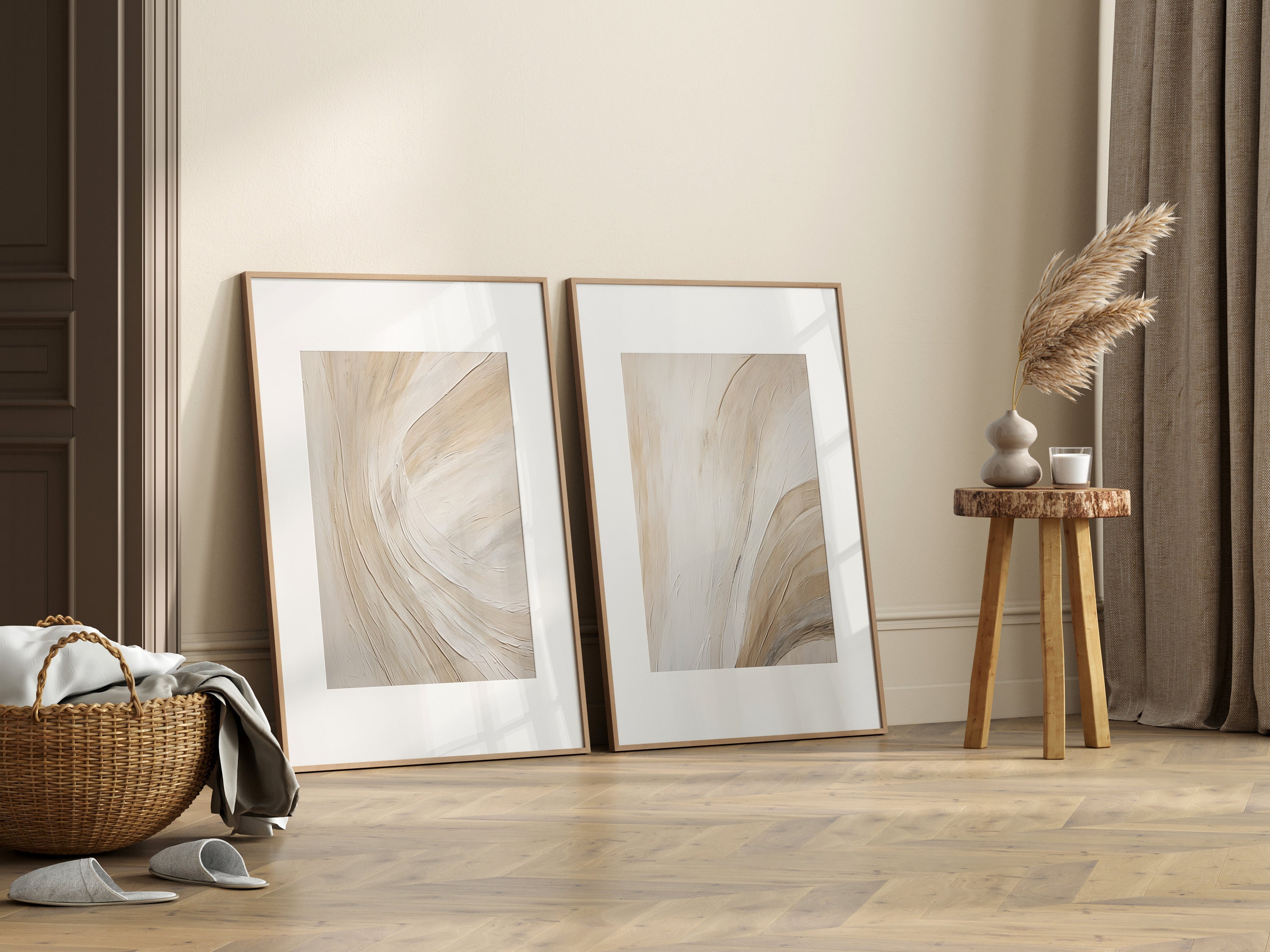 Modern Minimalist Neutral Print Set of 2, Beige Earthy Gallery Wall Set ...