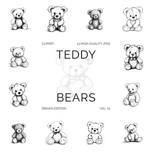 Ours en peluche | Clipart ours en peluche dessiné | JPG | Téléchargement instantané | Un usage commercial