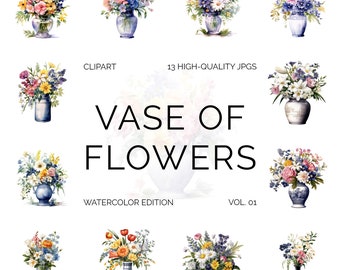 Blumenvase | Blumen Clipart | JPG | Sofort Download | Kommerzielle Nutzung