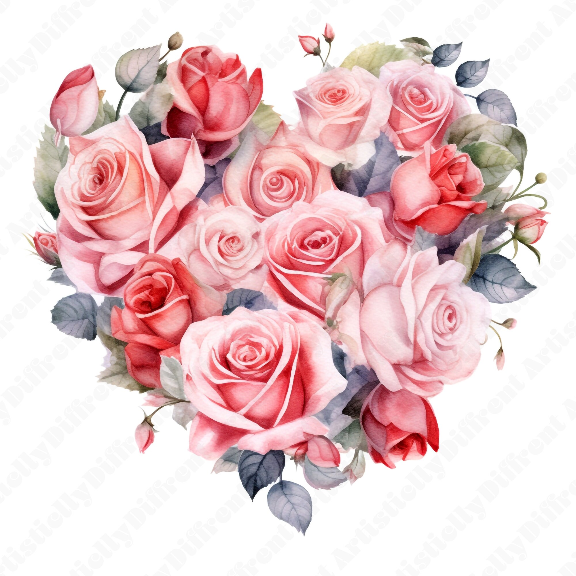 Pink Roses Clip Art Rounded Pink Roses | Pink Roses Clipart | JPG | Instant Download | Commercial ...