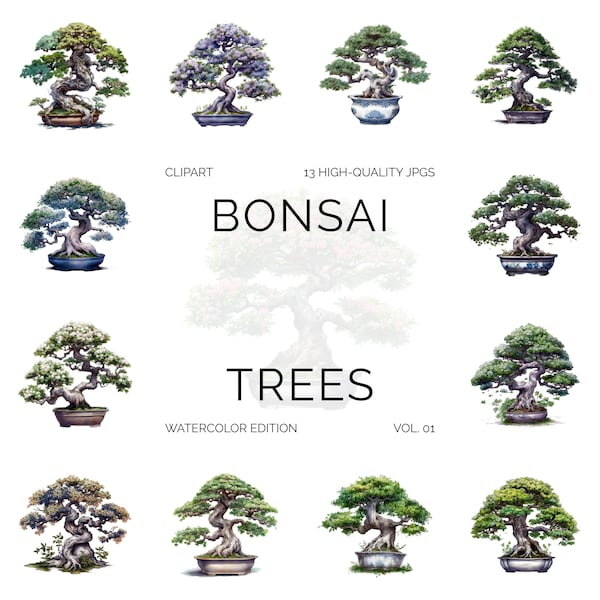 Bonsai Trees | Bonsai Plants Clipart | JPG | Instant Download | Commercial Use