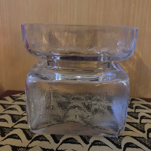 Made by Riihimaki (also known as Riihimaen Lasi Oy) of Finland in the 1960's, and designed by Helena Tynell. Clear glass.(free shipping)
