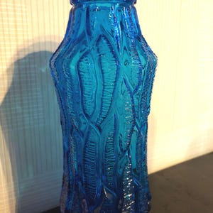Blue glass vase, vintage and boho design signed Oberglass Austria 1960. (Free shipping)