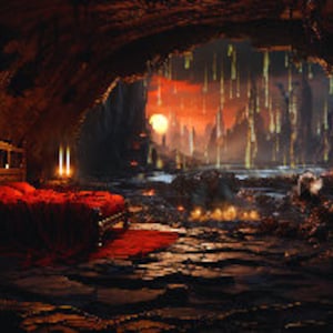 ANIMATED BACKGROUND | Diablo&#39;s Lava Cave To Hell | Lofi Magical Fantasy Looped Vtuber Twitch Stream Overlay Background|seamless stream | OBS