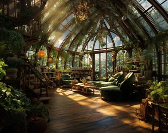 Herbal Haven" Vtuber Background : Cozy Lofi Ambience. Enhance Zoom Fantasy Streams with enchanting Herbalist Plant Room overlay loop