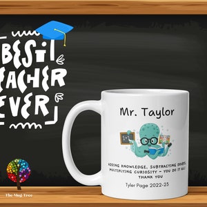 Cute Custom Math Teacher Mug, Teacher Appreciation Gift, Teacher Gift, Teachers Day Mug, Thank You Gift, Gift, Mug