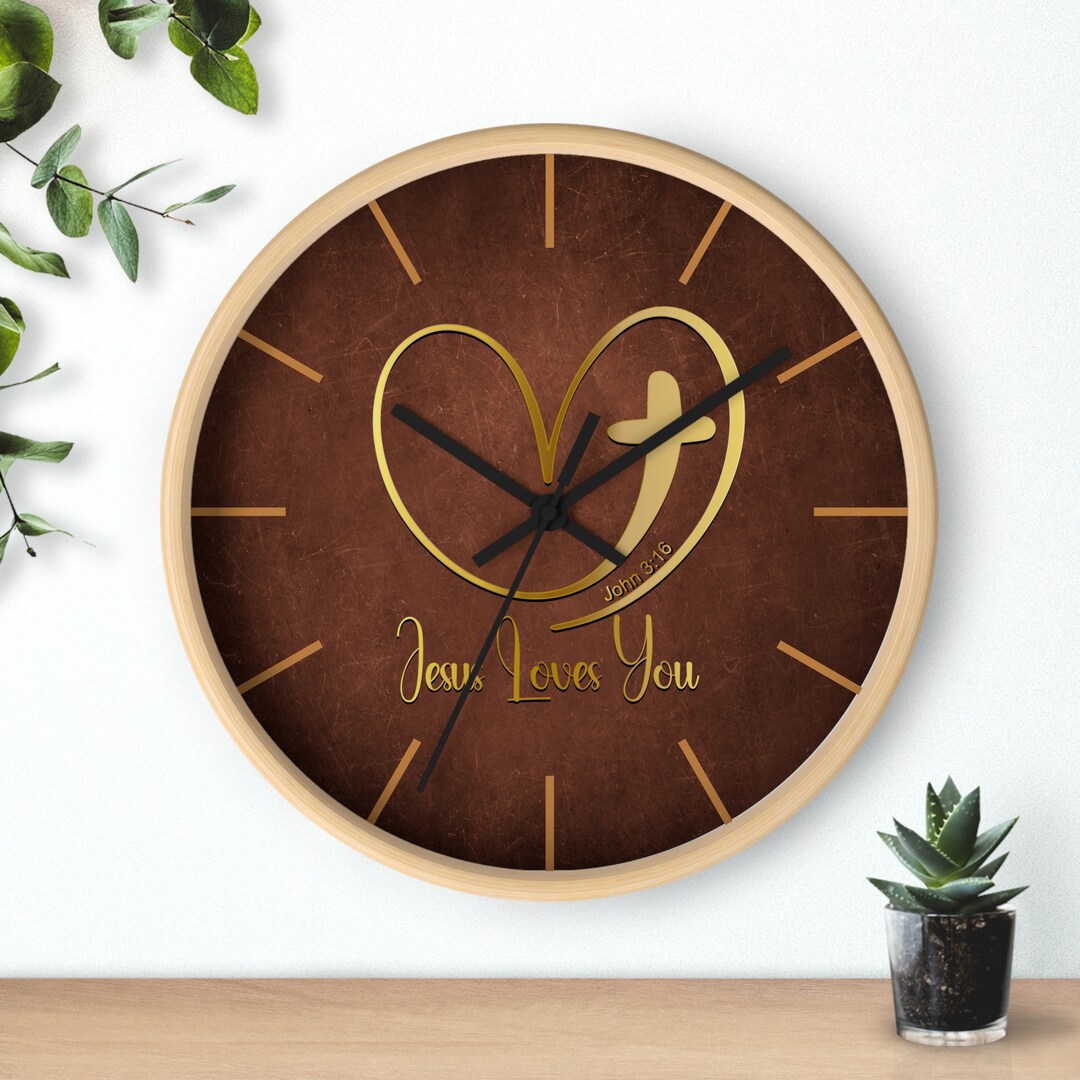 Wall Clock Jesus Loves You Etsy