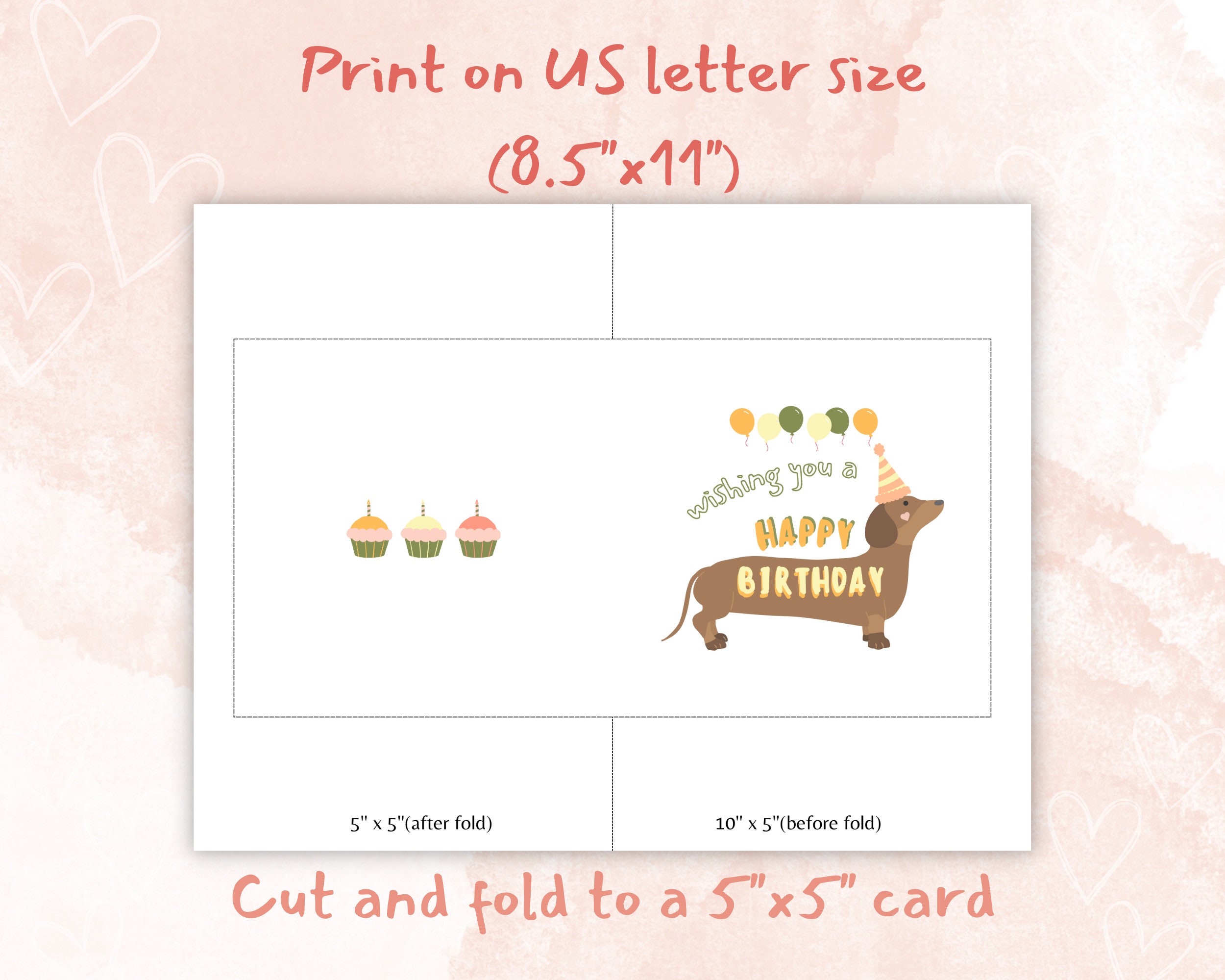 Printable Dachshund Birthday Card for Kids, Happy Birthday Digital ...