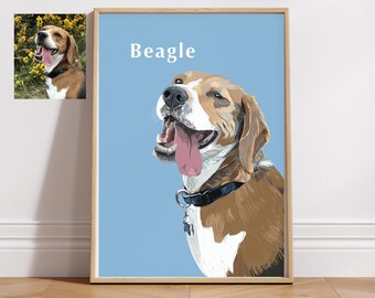 Portrait d'animal de compagnie personnalisé à partir d'une photo : oeuvre d'art d'animal de compagnie dessinée à la main (téléchargement numérique)