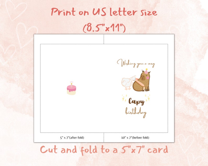 Printable Wishing You a Capy Birthday Card,cute Capybara Birthday ...