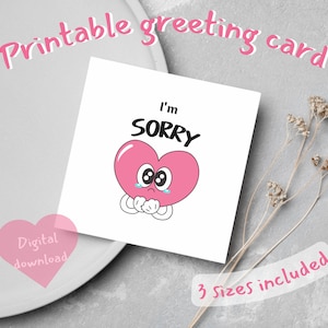 Lo siento tarjeta, tarjeta de disculpa sincera imprimible, triste lindo sentimiento de culpabilidad llorando, arruiné por favor perdóname tarjeta, descarga digital