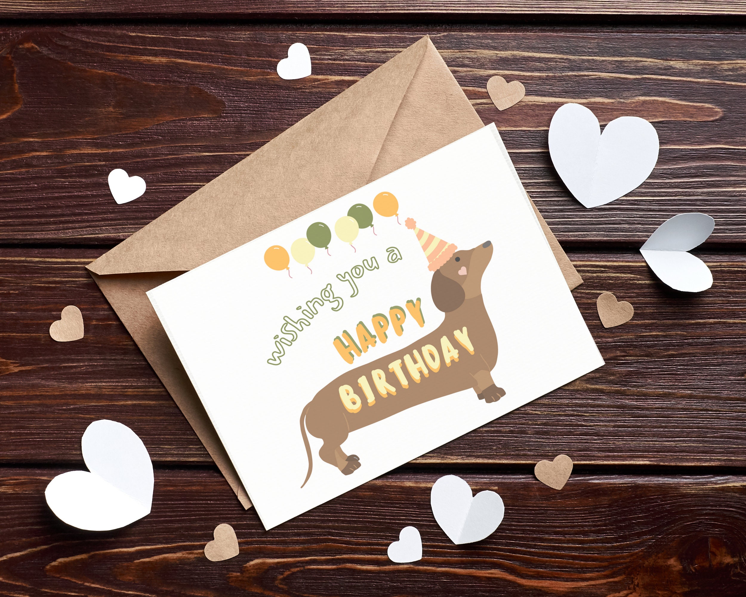 Printable Dachshund Birthday Card for Kids, Happy Birthday Digital ...