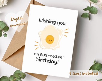 Egg-cellent Birthday Card: Funny Pastel Printable (Digital Download)