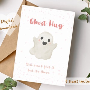 Printable Ghost hug Get Well Soon Card,Anniversary card,supportive card,Printable Anniversary Card,Pastel supportive card,Wellbeing card