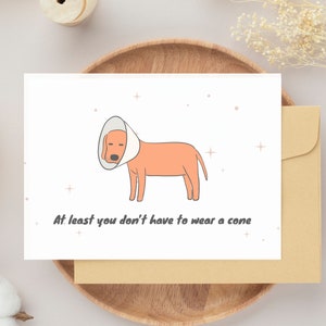 Printable at least you don't have to wear a cone funny Get Well Soon Card,Pastel boho Get Well soon card,Wellbeing card,cute get well card image 7