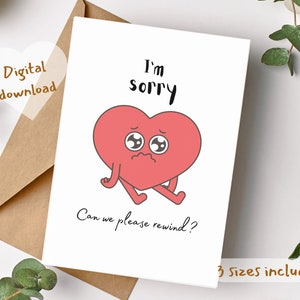 Je suis désolé carte, carte d'excuses sincères imprimables, triste mignon se sentant coupable de pleurer, j'ai foiré s'il vous plaît pardonnez-moi carte, téléchargement numérique