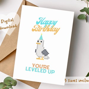 Afdrukbare Happy Birthday je bent een niveau hoger verjaardagskaart, digitale verjaardagskaart, humor verjaardagskaart voor bff, grappige verjaardagskaart voor vriend