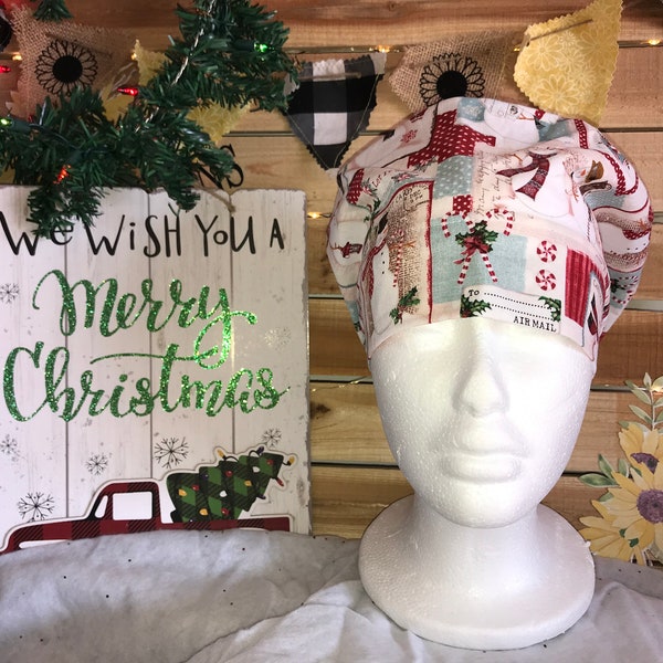 Christmas snowman scrub cap! Christmas surgical cap. Womens scrub cap. Euro style. Surgical cap. O.R. gifts