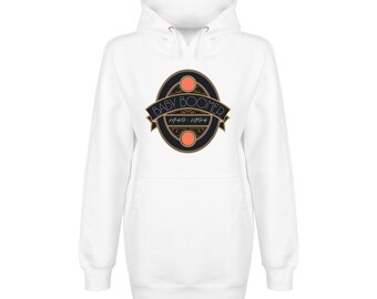 Baby Boomer Art Deco Emblem Graphic Unisex Hoodie. 100% cotton organic heavy fabric loose fit hooded sweatshirt. Long Pull Over Jersey.